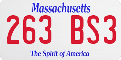 MA license plate 263BS3