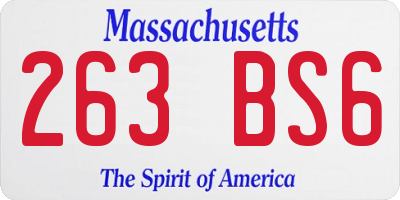 MA license plate 263BS6