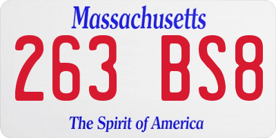 MA license plate 263BS8
