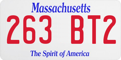 MA license plate 263BT2