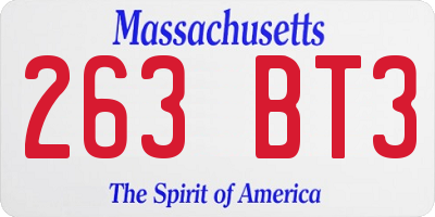 MA license plate 263BT3