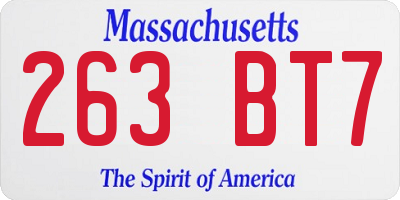 MA license plate 263BT7