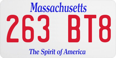 MA license plate 263BT8