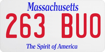 MA license plate 263BU0