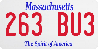MA license plate 263BU3