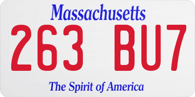 MA license plate 263BU7
