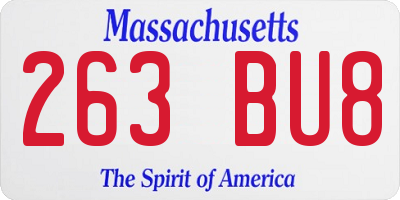 MA license plate 263BU8