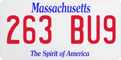 MA license plate 263BU9