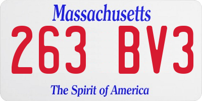 MA license plate 263BV3