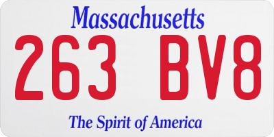 MA license plate 263BV8