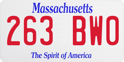 MA license plate 263BW0
