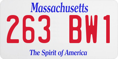 MA license plate 263BW1
