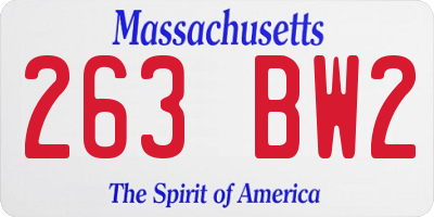MA license plate 263BW2