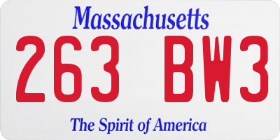 MA license plate 263BW3