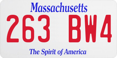MA license plate 263BW4
