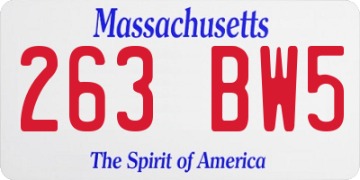 MA license plate 263BW5