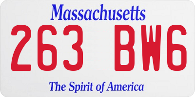 MA license plate 263BW6