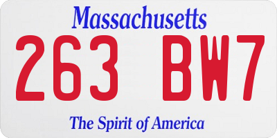 MA license plate 263BW7