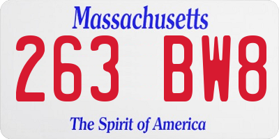MA license plate 263BW8