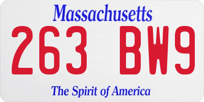 MA license plate 263BW9