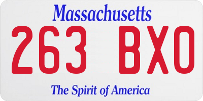 MA license plate 263BX0