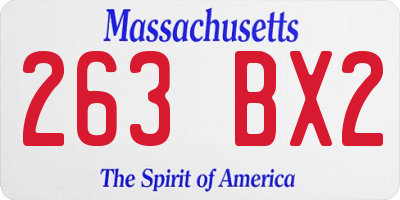 MA license plate 263BX2