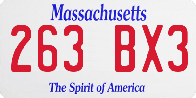 MA license plate 263BX3