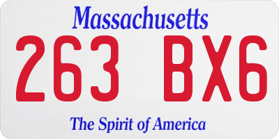 MA license plate 263BX6