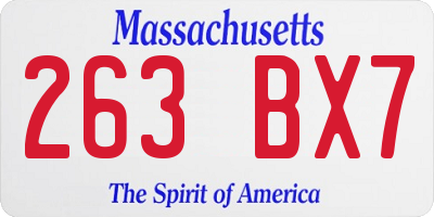 MA license plate 263BX7