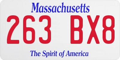 MA license plate 263BX8