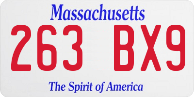 MA license plate 263BX9