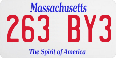 MA license plate 263BY3