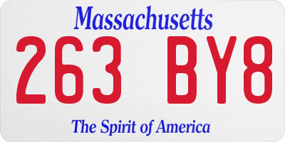 MA license plate 263BY8
