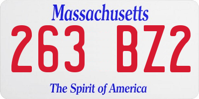 MA license plate 263BZ2