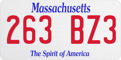 MA license plate 263BZ3