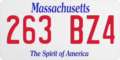 MA license plate 263BZ4