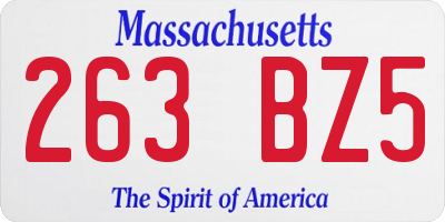MA license plate 263BZ5