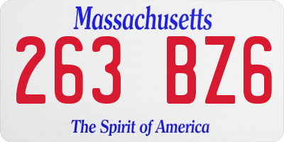 MA license plate 263BZ6