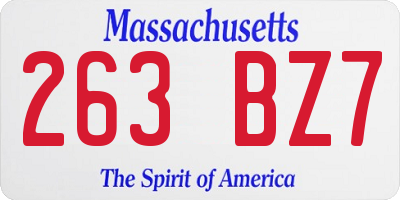 MA license plate 263BZ7