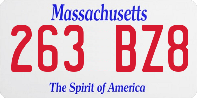 MA license plate 263BZ8