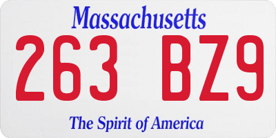 MA license plate 263BZ9