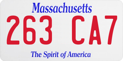 MA license plate 263CA7