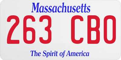 MA license plate 263CB0