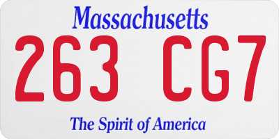 MA license plate 263CG7