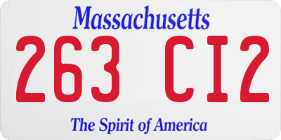 MA license plate 263CI2