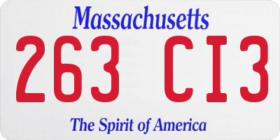 MA license plate 263CI3