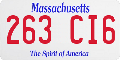 MA license plate 263CI6