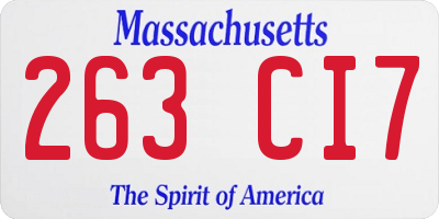 MA license plate 263CI7