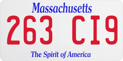 MA license plate 263CI9