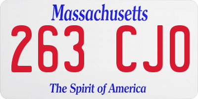 MA license plate 263CJ0